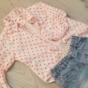 4T girls pink polka dot shirts